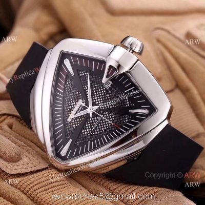 Buy Replica Hamilton Ventura XXL Auto Elvis Anniversary Watch SS Black Rubber Strap 1