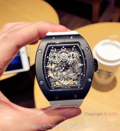 Richard Mille Knock off RM 17-01 Watches Black Case White Rubber Strap 1