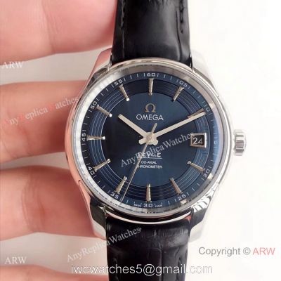 Copy Omega De Ville Hour Vision VSF 1:1 8500 Watch Dark Blue Leather Strap 1