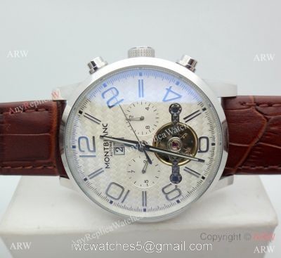 Mont Blanc Clone Time Walker Tourbillon SS White Dial Watch Automatic 1
