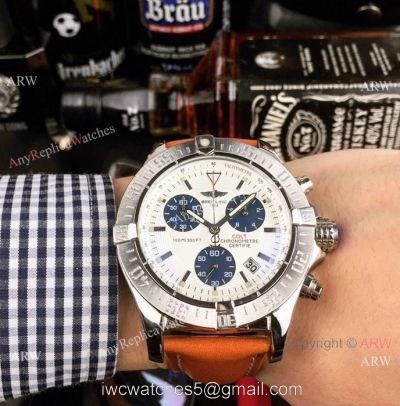 Copy Breitling COLT Chronograph Watches SS Brown Leather Strap 1