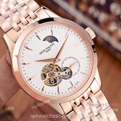 New Style Copy Patek Philippe Moon phase Watch Rose Gold 41mm Case 1
