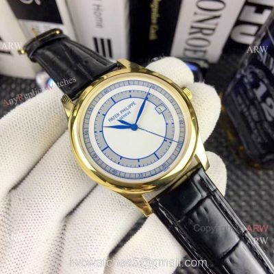 AAA Replica Patek Philippe Calatrava Watches Gold Case White Dial 1