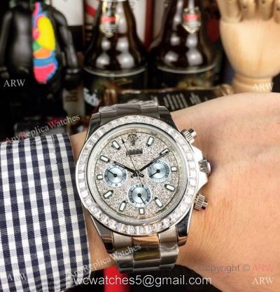 Fake Rolex with Diamond Bezel Men Watch Daytona Iced Out 1
