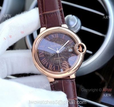Fake Cartier Ballon Bleu Brown Dial 41mm Watches Swiss Quality 1