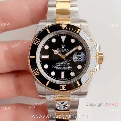 Copy Rolex Submariner AR Factory 2-Tone Black Dial 3135 Watch 1