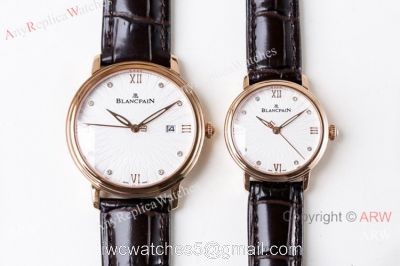 Swiss Replica Blancpain Villeret Ultraplate 6551-1127-55B Rose Gold Watch Lovers watch 1