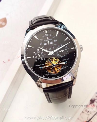 Jaeger-LeCoultre Perpetual Calendar Copy Watches SS Black Dial 1
