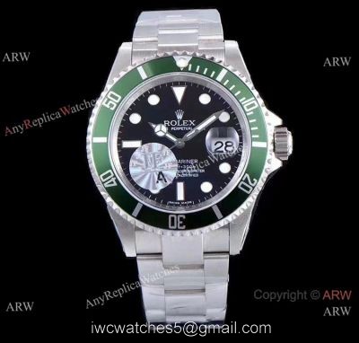 JF Factory Rolex Kermit Replica Watch Stainless Steel Submariner 16610LV 1