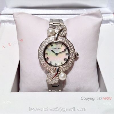 Copy Cartier Women Watch Stainless Steel Sapphire glass Swiss Quality 1