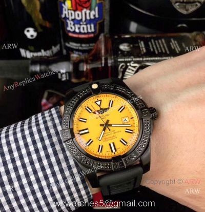 Luxury Copy Breitling Avenger Diamond Bezel Yellow Dial Watches 1