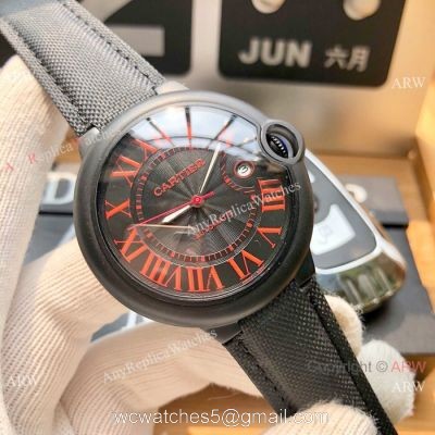 Replica Ballon Bleu De Cartier Asia 8215 Watch PVD Case Leather Band 1