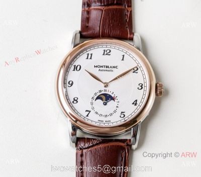Best 1 1 Replica Mont Blanc Star Legacy Moonphase Rose Gold Watch Swiss Made 1