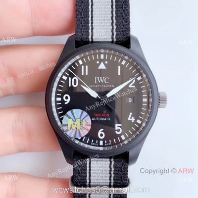 (M+) Swiss Replica IWC Pilots Top Gun Cal.35111 Watch Black PVD Nato Strap 1