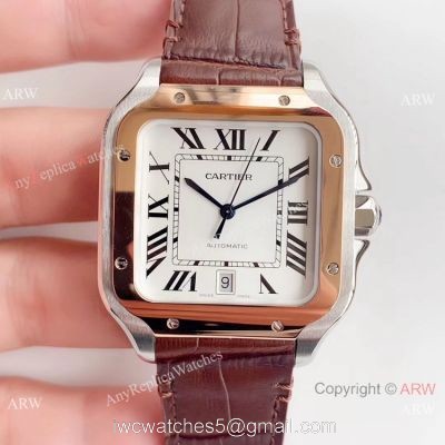 Swiss Grade Copy Cartier Santos HBBv6 Automatic Watch Two Tone Rose Gold 1