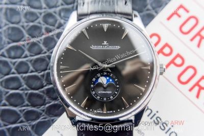Swiss Grade Jaeger LeCoultre Master Ultra Thin Moon SS Black Face Watch 39mm 1