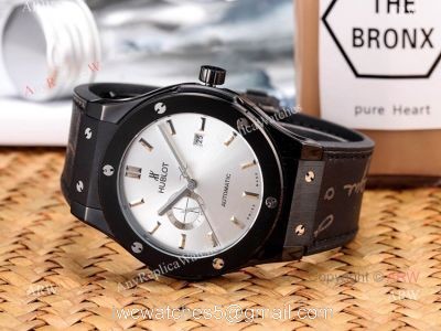 Copy Hublot Classic Fusion Men Watch Black Plated Silver Dial 1