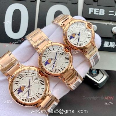 Replica Cartier Ballon Bleu Moonphase Rose Gold Quartz Watch 1