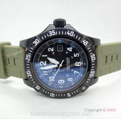 Fake Breitling Colt Skyracer Black Case Green Rubber Band Watch 1