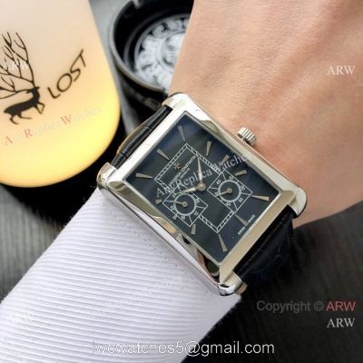 Copy Vacheron Constantin Geneve 40m Men Watch Black Dial Black Leather Strap 1