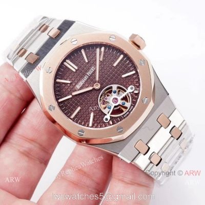 Copy Audemars Piguet Royal Oak Tourbillon Swiss 2924 Watches 2-Tone Rose Gold 1