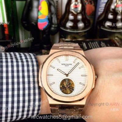 Best Replica Patek Philippe Tourbillon Watches 40mm Rose Gold and White 1