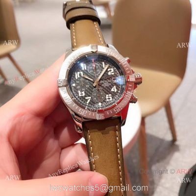 New Copy Breitling Super Avenger II SS Brown Leather Strap Watch 43mm 1