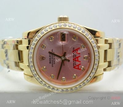 High Quality Rolex Masterpiece All Gold Pink Dial Watch 34mm 1