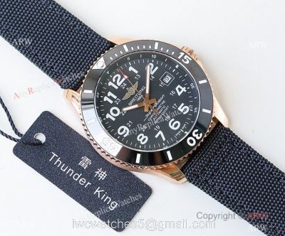 Swiss Replica Breitling Superocean II Black Dial Rose Gold Watch New 2019 1