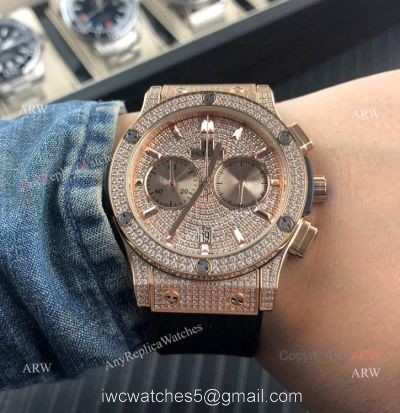 Classic Fusion Hublot Knock off Watch Rose Gold Iced Out watch 1
