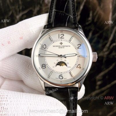 Copy Vacheron Constantin Moon phase Men Watches Silver Dial 1