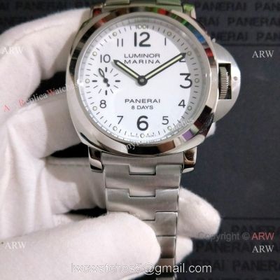 AAA Quality Panerai Luminor Marina 44mm Watch Stainless Steel White Face 1