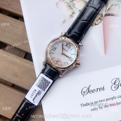 Replica Chopard Happy Sport 36mm Watches 2-Tone Rose Gold White Dial 1