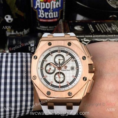 Replica Audemars Piguet Royal Oak Offshore 44mm Watch Rose Gold White 1