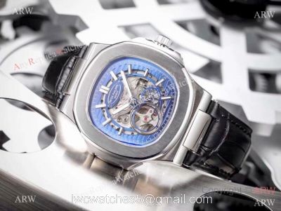 Patek Philippe Nautilus Skeleton Replica watches SS Blue Dial 1