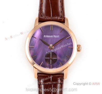 Super Clone Audemars Piguet Jules Audemars Swiss 3090 Watch Rose Gold Purple Dial 1
