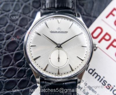 Swiss Replica Jaeger-LeCoultre Master Watch Silver Face Black Leather Strap 1