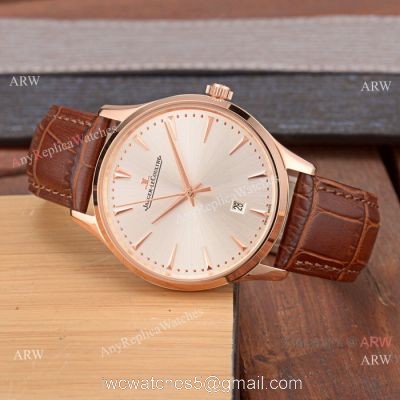 Best Copy Jaeger-LeCoultre Master Rose Gold Silver Face Watch Simple Design 1