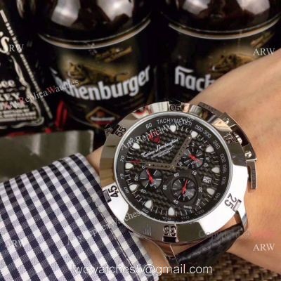 New Copy Lamborghini Herrenuhr Chronograph watch SS Black Dial 1