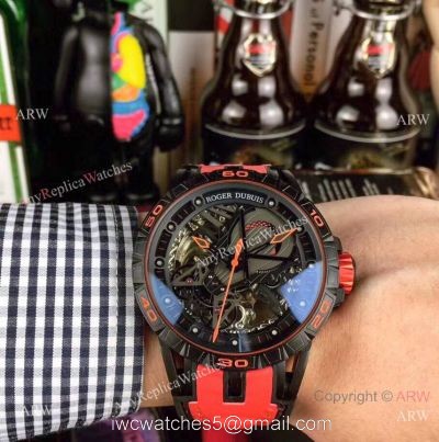 Roger Dubuis Excalibur Skeleton Copy Watch Black DLC Case 46mm 1
