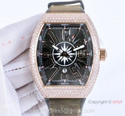 Copy Franck Muller Vanguard Yachting Watch Rose Gold Gray Face 1