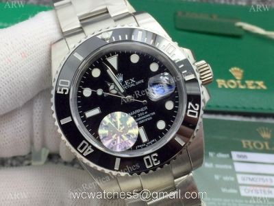 Replica Rolex Submariner Date AJ A7 Stainless Steel Black Dial Swiss 2836 Watch 1