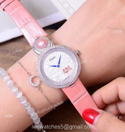 Higher Quality Cartier Ladies 35mm Watch Stainless Steel Diamond 1