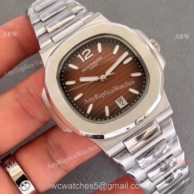 New Replica Patek Philippe Nautilus Mens Watch Stainless Steel Brown Dial 1