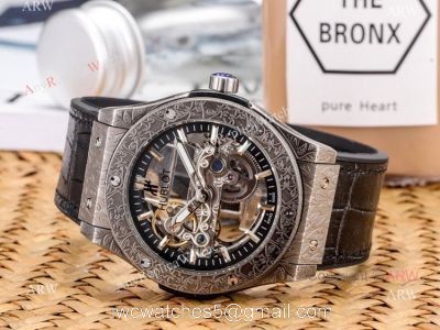 Copy Hublot Classic Fusion Tattoo Wristwatch Black Gummy Strap 1