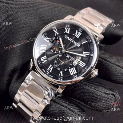 New Cartier Rotonde de Moon phase Stainless Steel Black Watch 40mm 1