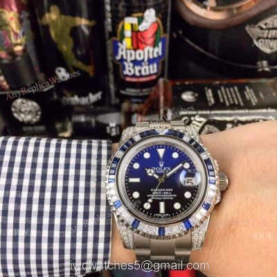 Submariner Rolex Rainbow Replica Watch Stainless Steel D-Blue Dial Asia 8215 Movement 1