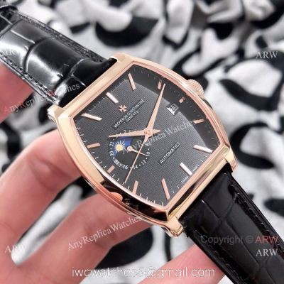 Knock off Vacheron Constantin Malte Moon phase Watches Rose Gold Black Dial 1