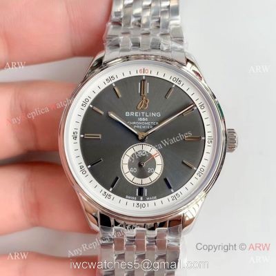 Swiss Replica Breitling Premier Men Watch Stainless Steel Grey Dial 1