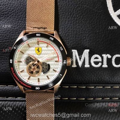 Copy Ferrari Gran Premio Automatico Men Watch Rose Gold White Dial 1